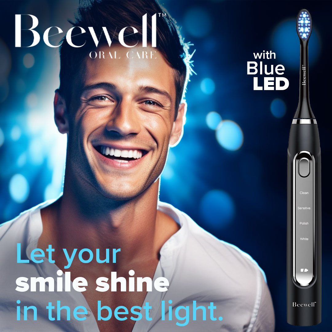 Electric Sonic Blue LED Whitening Toothbrush - Black